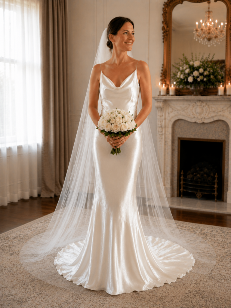Clapham bridal alterations for a Grace Loves Lace Aura wedding dress after couture alterations looking glamourous,