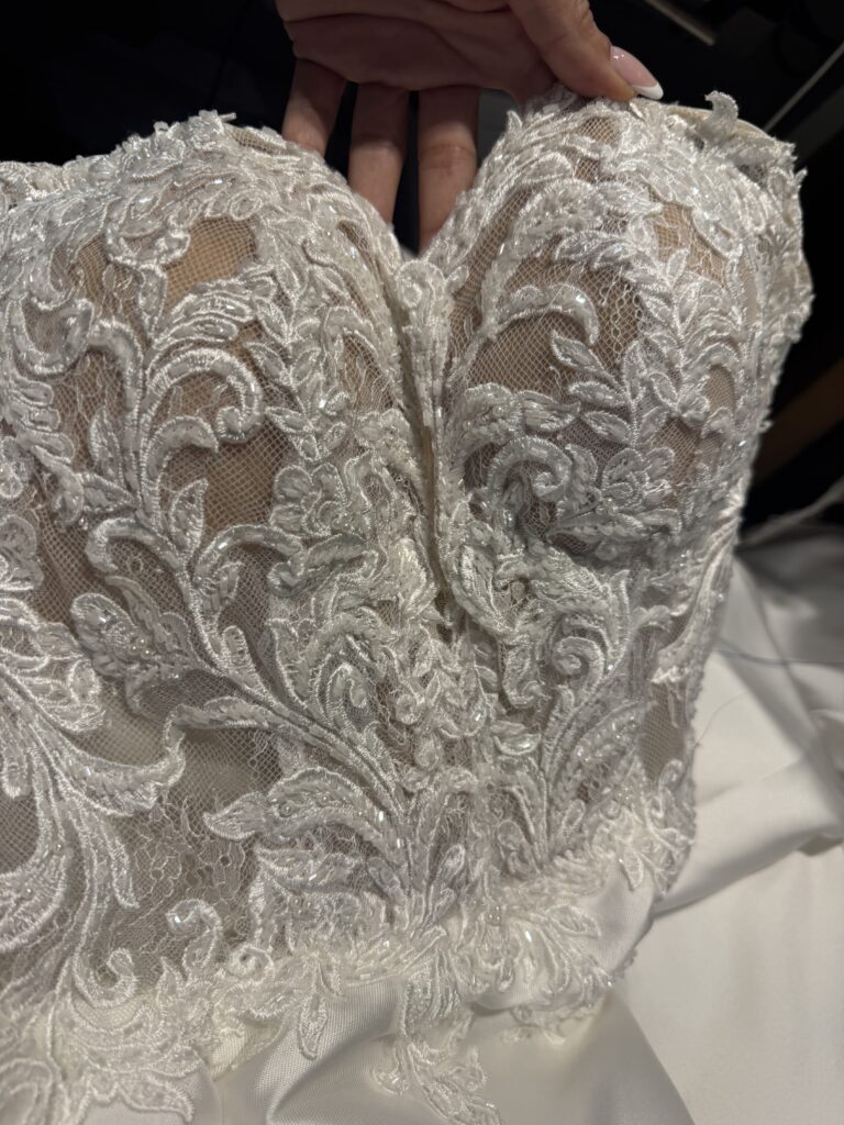 Essense of Australia wedding gown with bespoke alterations showing the finished bridal fit