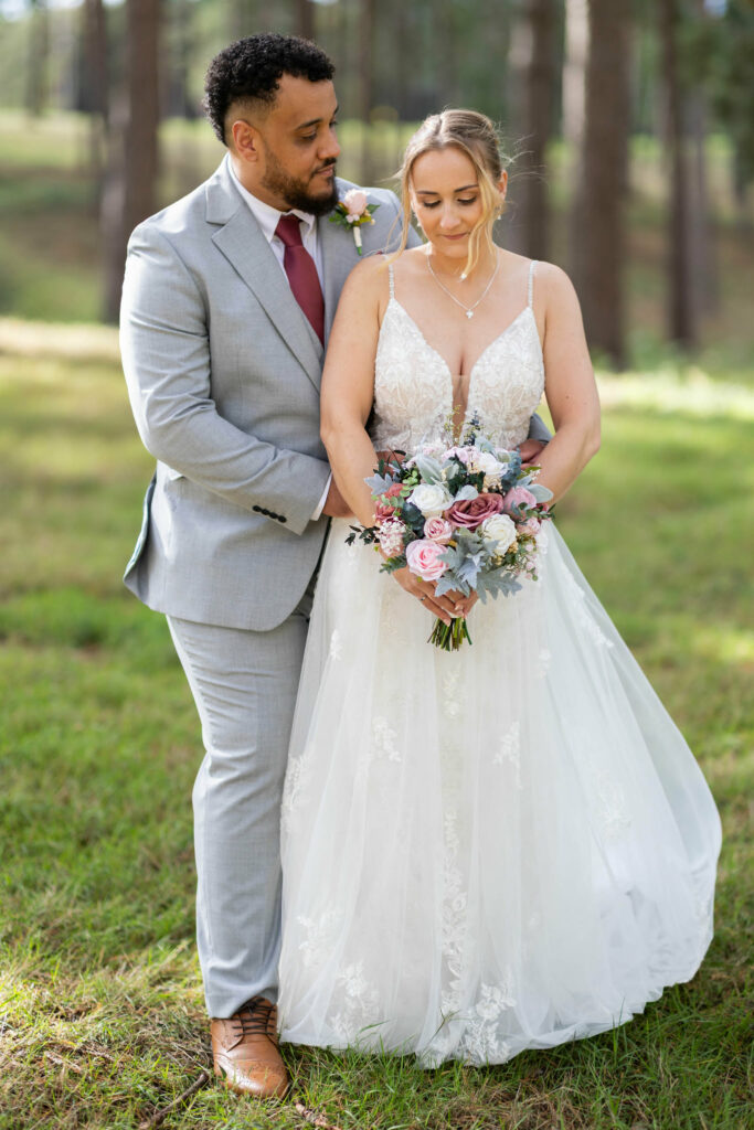 Bride wearing her altered Essense of Australia wedding dress following Kenley wedding dress alterations