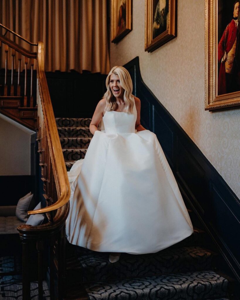Stella York Mikado ballgown altered to create a perfectly balanced bridal silhouette.