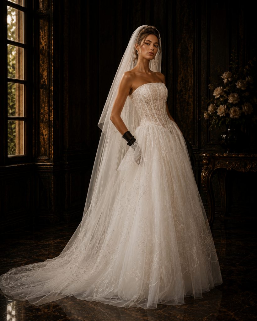 Vivienne Westwood huge ball gown wedding dress during couture bridal alterations