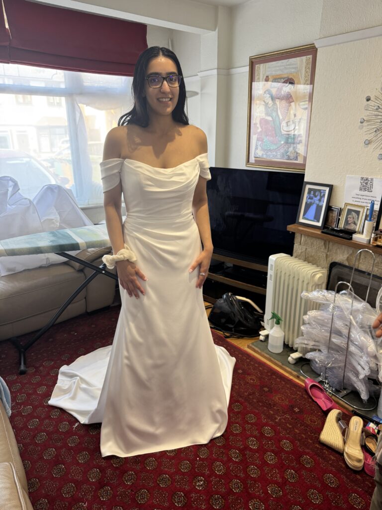 WED2B Luka wedding dress after couture bridal alterations for a Chiswick bride