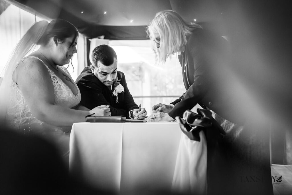 Wedding Dress Alterations Essex by couture bridal alterations specialist groom and bride registering.