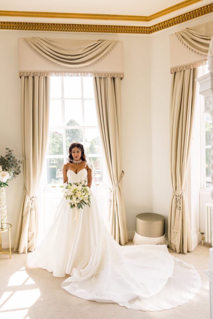 lace applique applied all over Jules WED2B bodice and hem completely transforming the look of the plain dress to a bespoke unique bridal look for my bride who travelled from Uxbridge to my Sutton Studio.