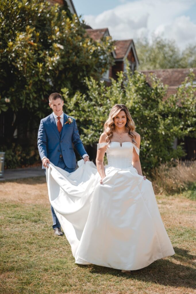 Bridal alterations Molesey Veni Infantino wedding dress with fitted bodice and full skirt