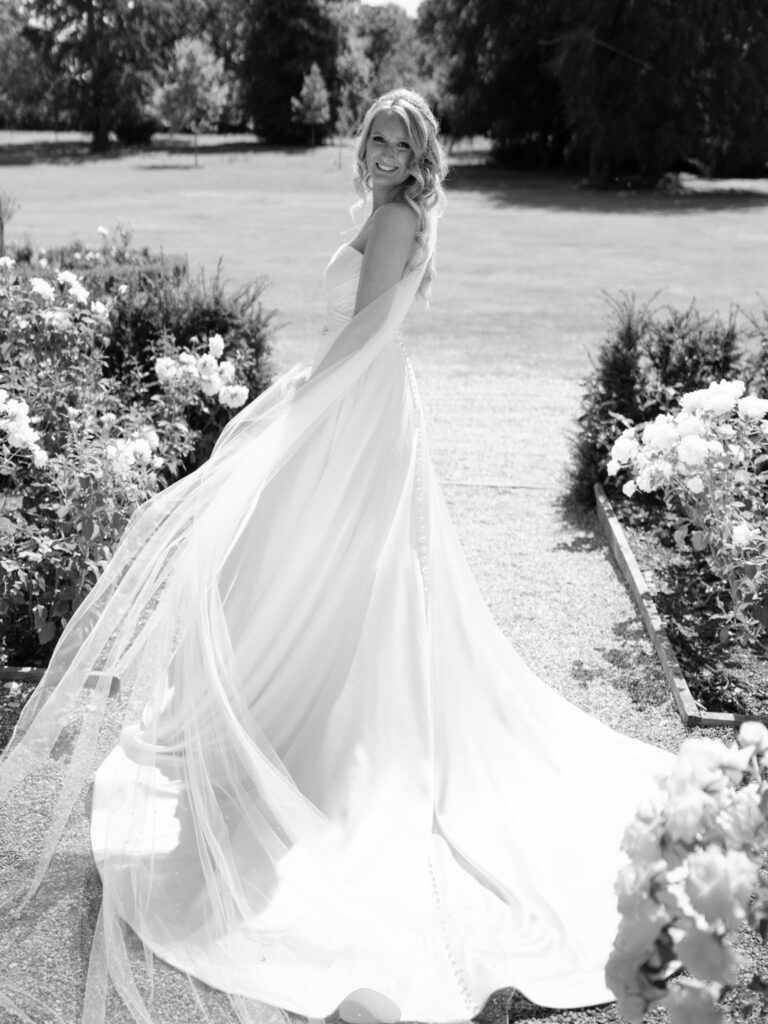 Whyteleafe bride wearing her Ellis Bridals wedding dress after alterations.