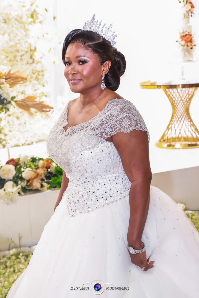Coulsdon bride wearing transformed Morilee wedding dress with hand sewn off shoulder embellishment