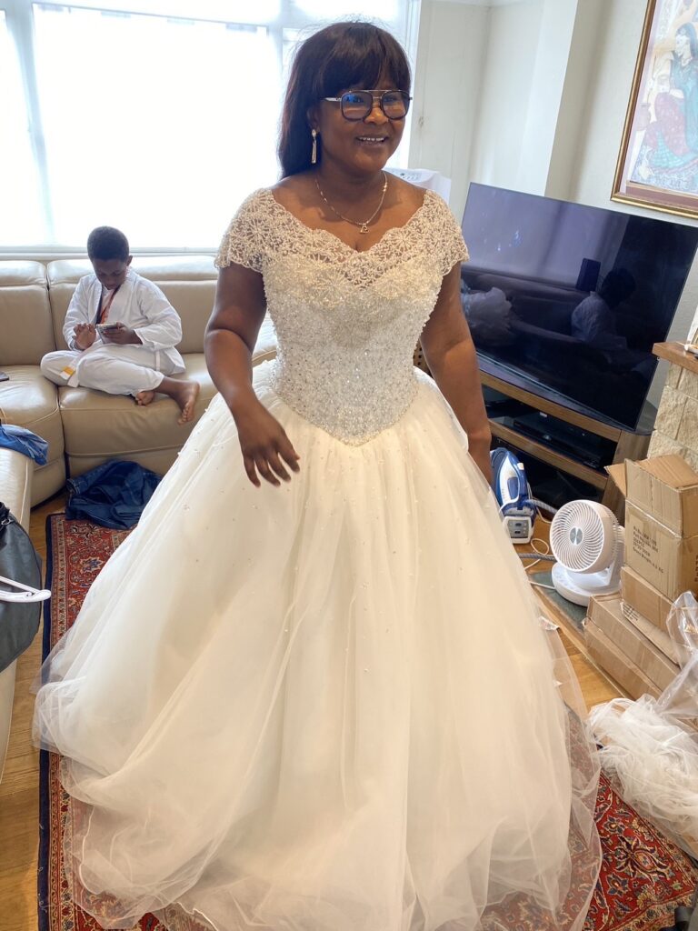 final dress fitting at my Sutton Studio Coulsdon Bridal Alterations completed.