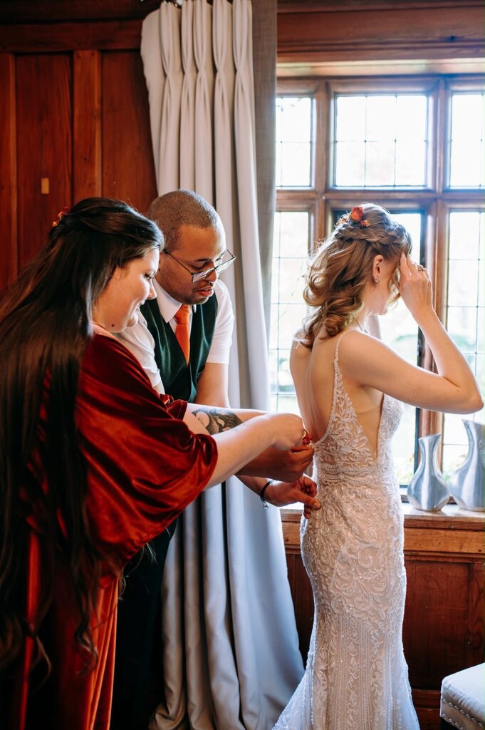 Intricate beading and embellishment on Essense of Australia wedding dress
