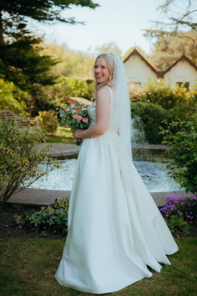 House of CB Liliana wedding dress after specialist bridal alterations Guildford Bride.