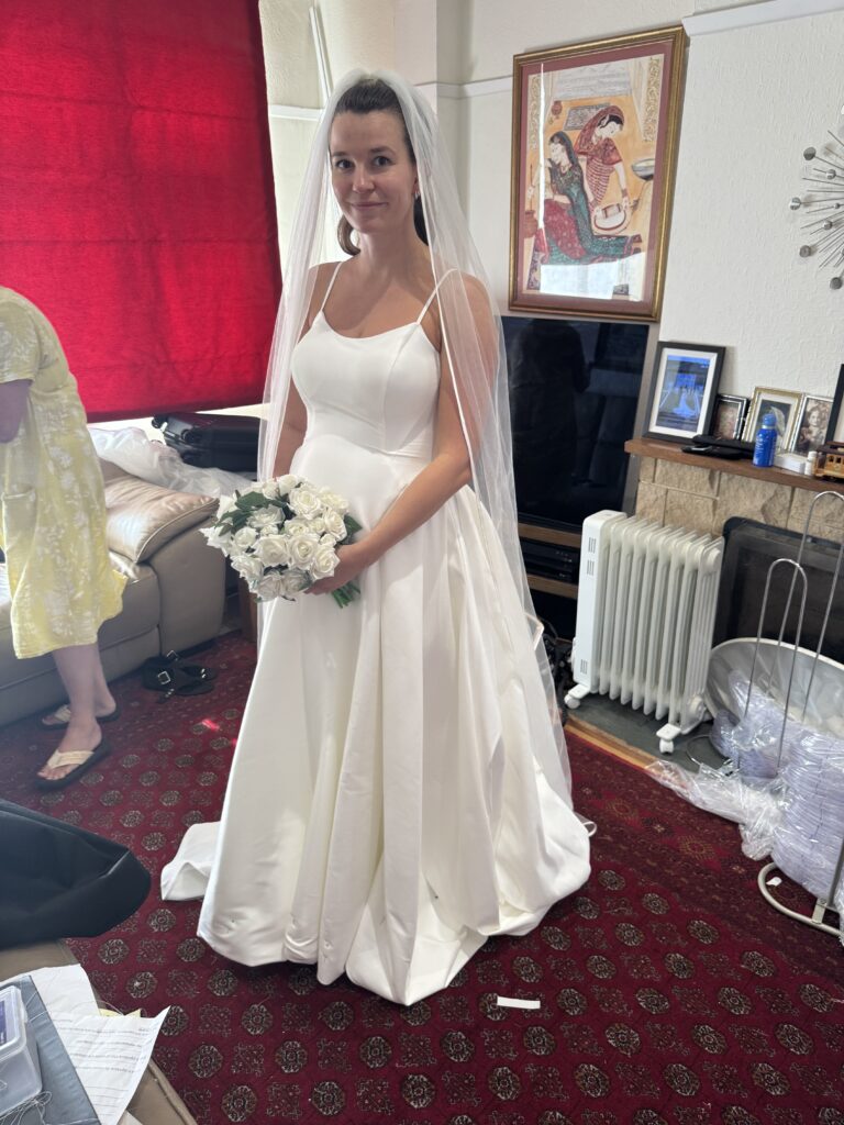 Pregnant bridal alterations Carshalton first fitting at my Sutton Studio.