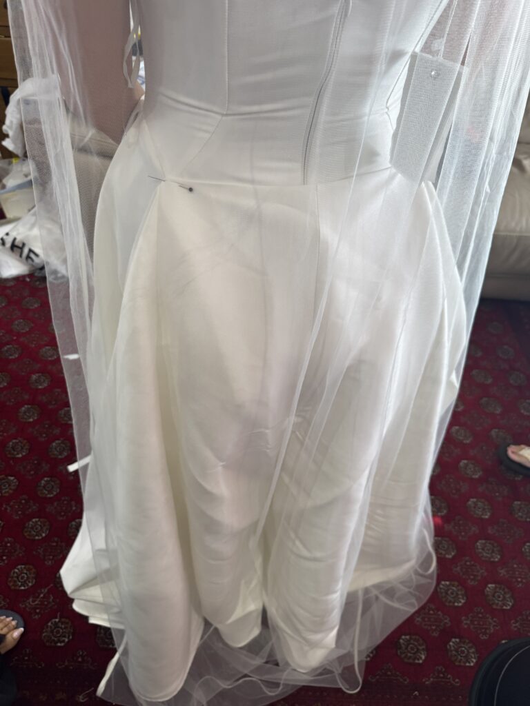 Seven Months expecting baby girl at final fitting in my Greater London Sutton Studio.