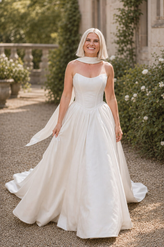 Tooting bride wearing her altered Stella York wedding dress perfectly fitted at my Sutton Studio in Greater London, Surrey.