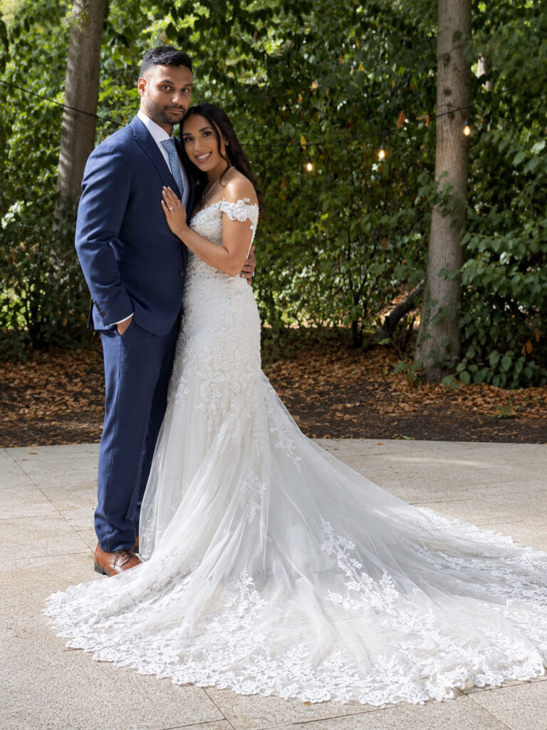 Stella York wedding dress alterations for New Malden bride with lace train