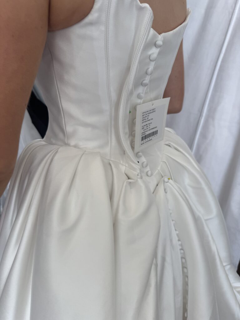 Tooting bride Bethan wearing her Stella York wedding dress at first fitting 