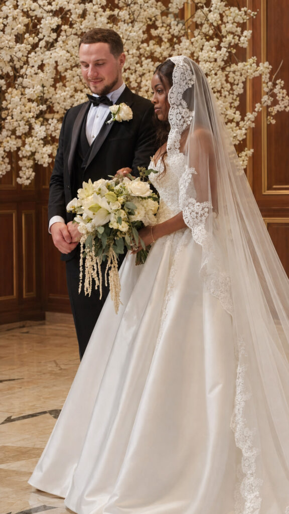 at ceremony side profile of dress