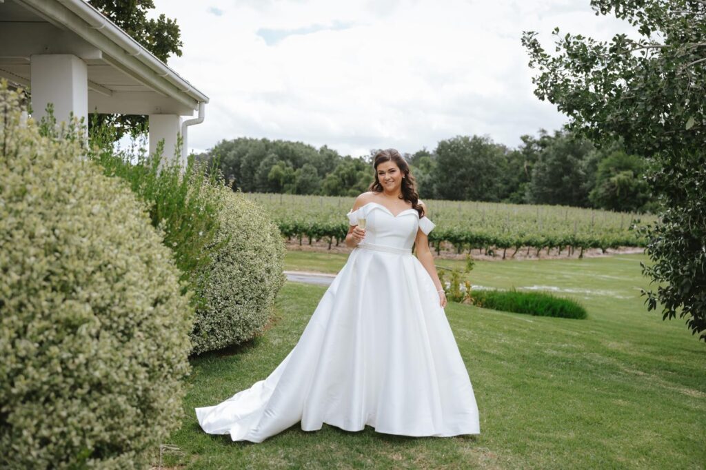Wandsworth bride wearing her expertly altered wedding dress by a couture trained bridal specialist seamstress in Stellenbosch South Africa