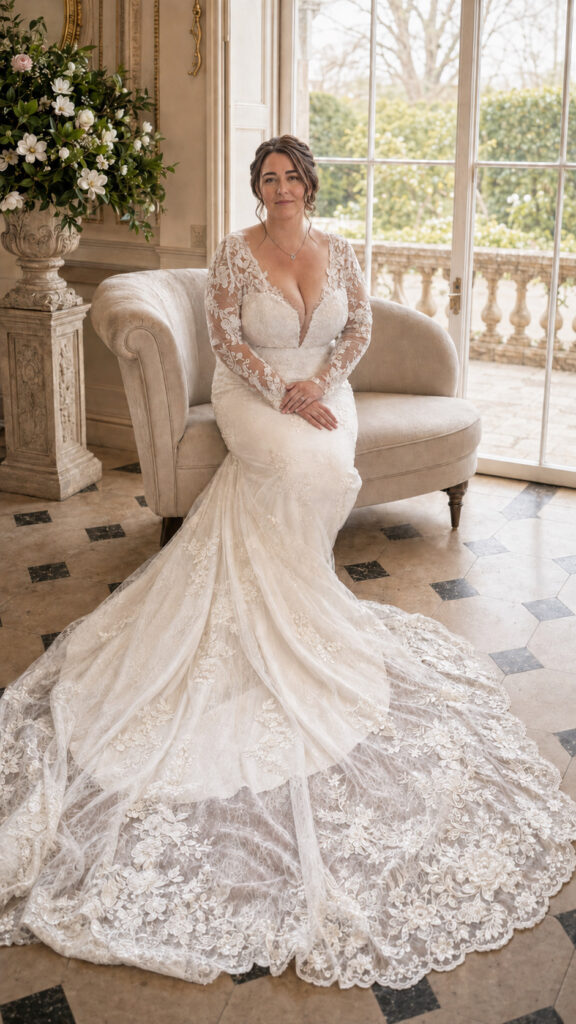 Wedding dress alterations Beddington for a Wed2B Blakely lace gown by a couture trained fashion designer seamstress specialist based in Greater London.