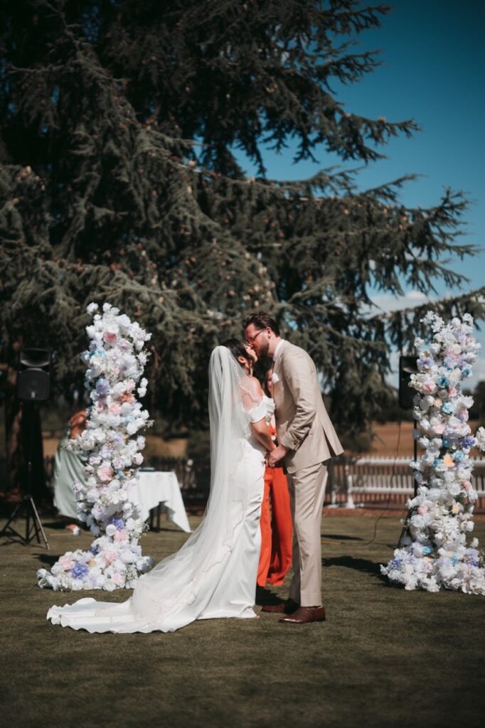Bride wearing her professionally altered wedding dress after West Norwood bridal alterations