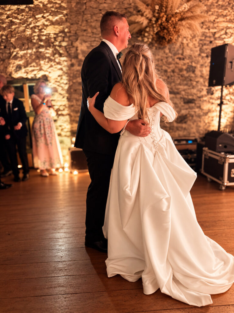 Three point American Bustle dancing the night away Isabella Grace Bridal Alterations Caterham bride.