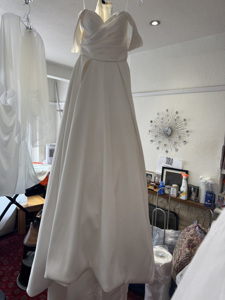 final dream oressed picture of Wed2b jade dress cathedral veil snd petticoat.
