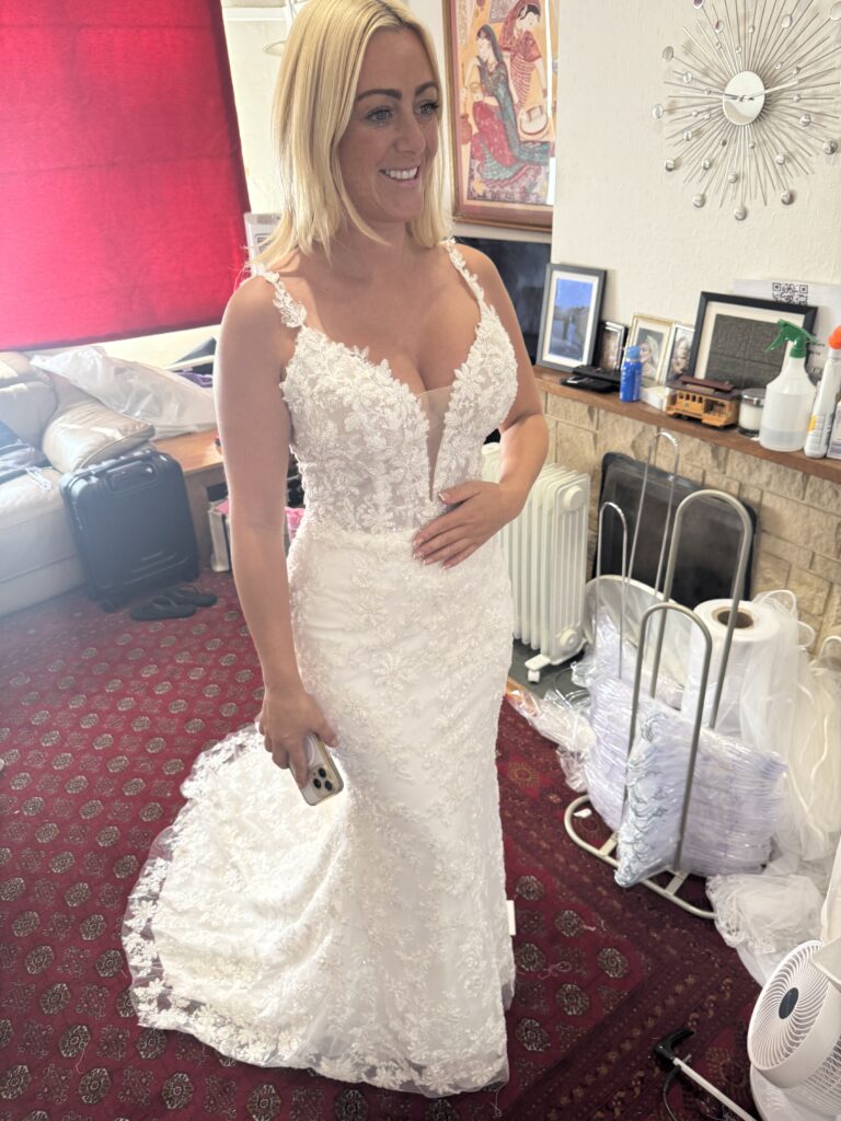 Hackbridge bridal alterations final fitting of wedding dress at my Sutton Studio.
