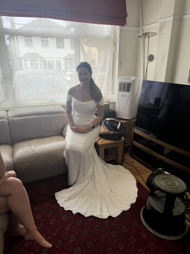 luka dress Fulham bride final fitting at my Sutton Studio.