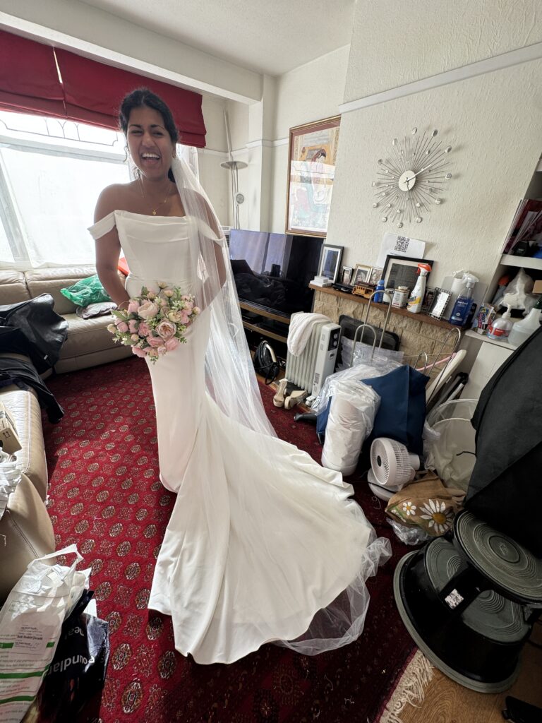 final fitting Justin Alexander Wedding Dress Alterations London expert.
