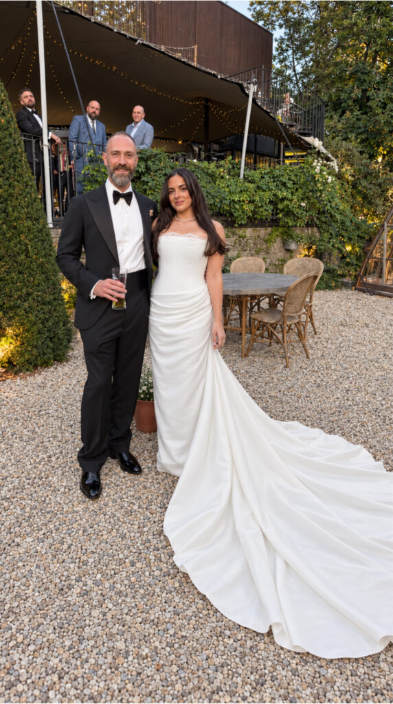 Walton-on-the-Hill bride wearing her altered KYHA Eaton wedding dress inspired photo showing detachable train.