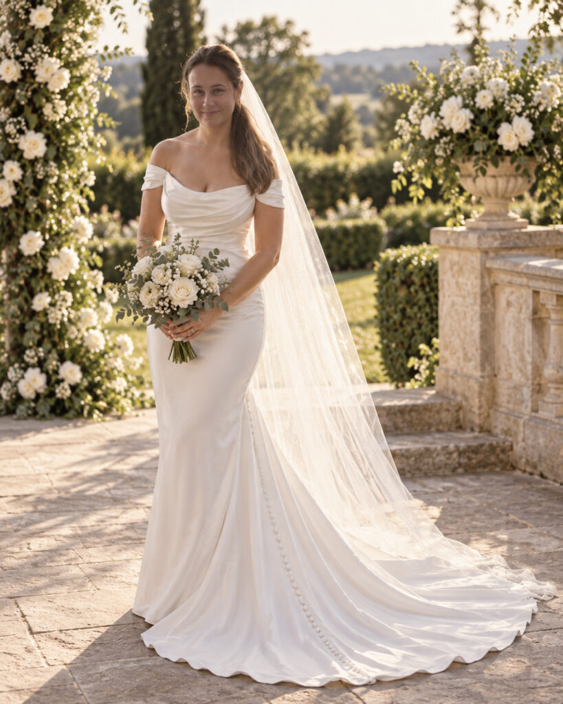 Luka dress with maggie sleeves WED2B wedding dress alterations Fulham bride.