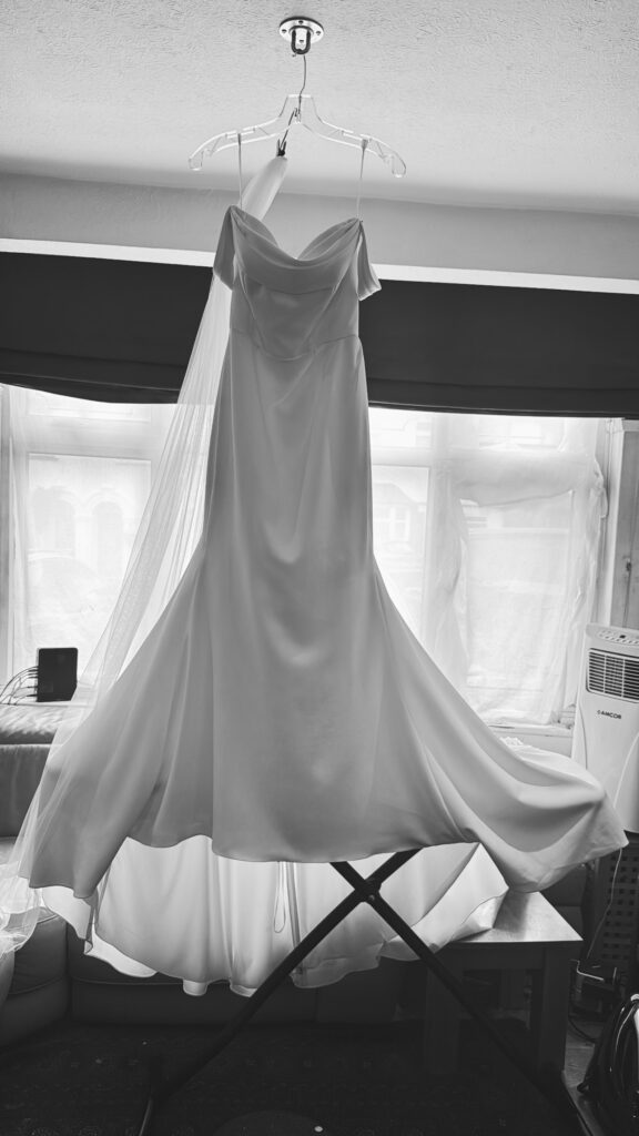 Justin Alexander Wedding Dress Alterations London expert professional steam press of dress and veil.