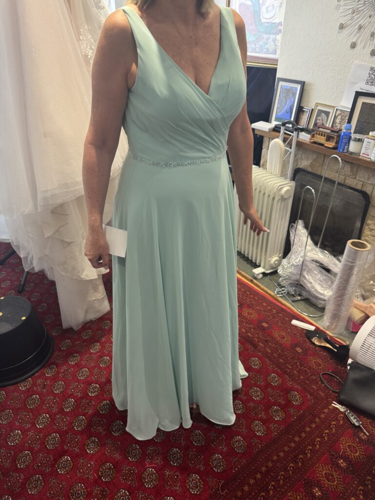 Bridesmaid Dress Alterations Warlingham front at final fitting.