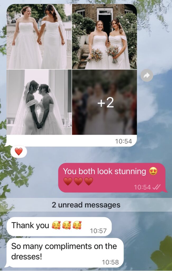 Bride feedback after WED2B wedding dress alterations for a Fulham wedding
