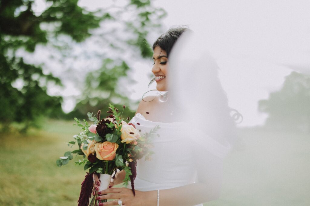bride close up holding wedding bouquet. 