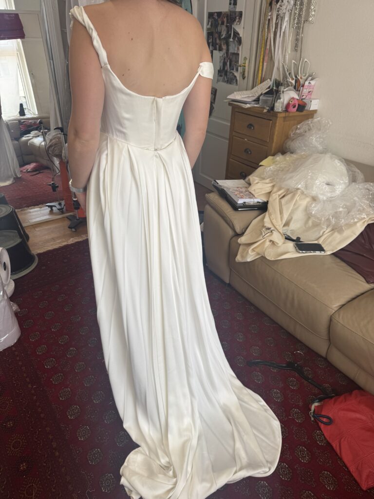 Vivienne Westwood bridal alterations Streatham bride at first fitting at my Studio in Greater London, Surrey.