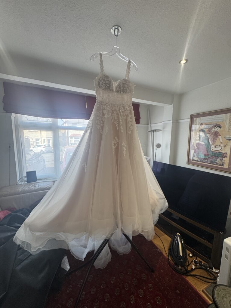 Steam pressed Stella york dress completely then packaged for safe crease free travel