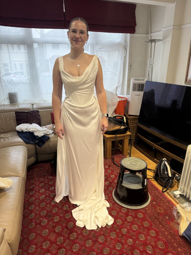 Vivienne Westwood Nova Grace bride with lace veil and detachable train
