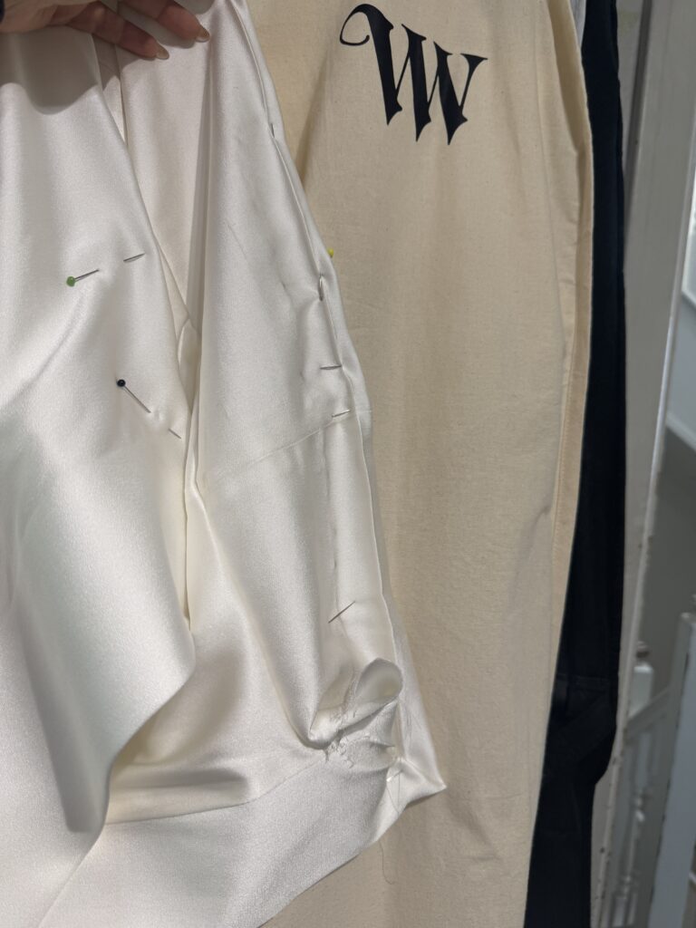 Vivienne Westwood bridal alterations Streatham close up of hem.