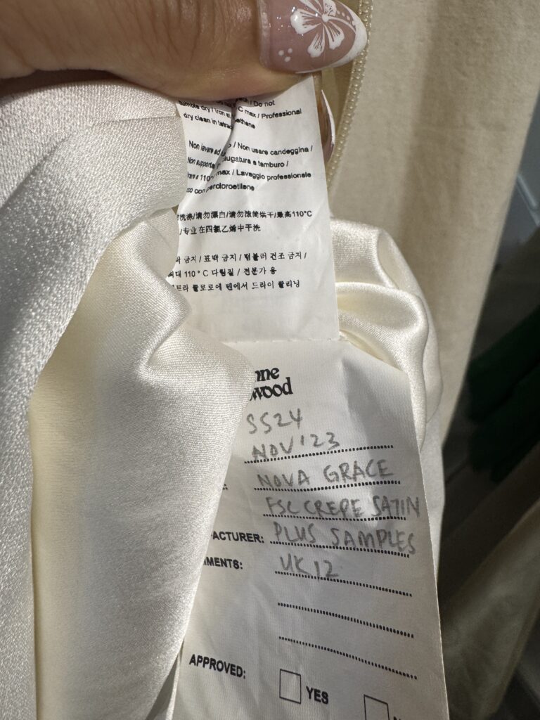 Vivienne Westwood Nova Grace wedding dress label