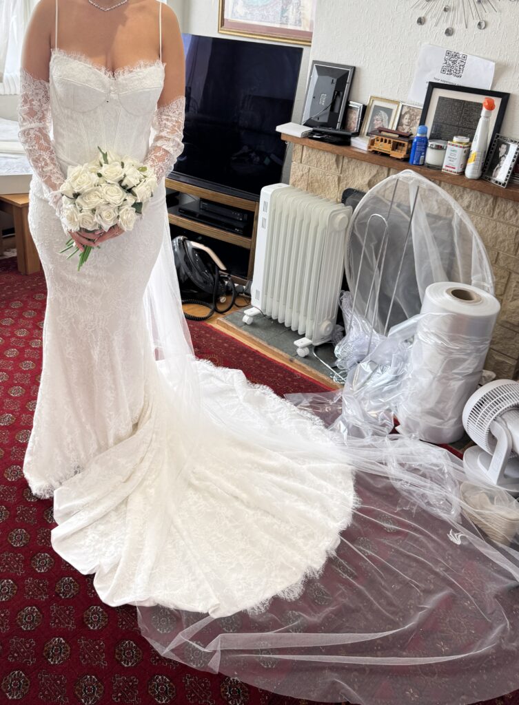 Cobham Bridal Alterations front view of the bride.