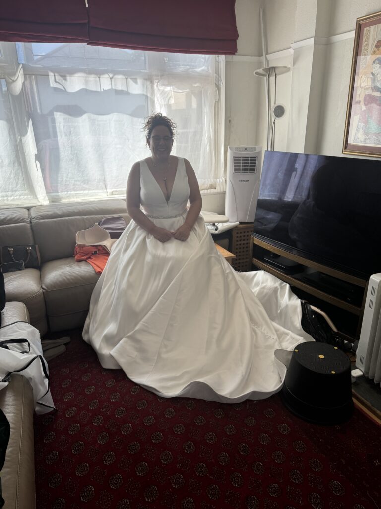 Ivory Mikado fabric detail wedding dress